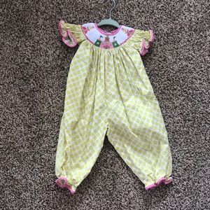 Smocked Romper Cuckees 12 months